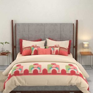 Heritage Arch Premium100% Cotton King Size Bedsheet- Pharaoh Red