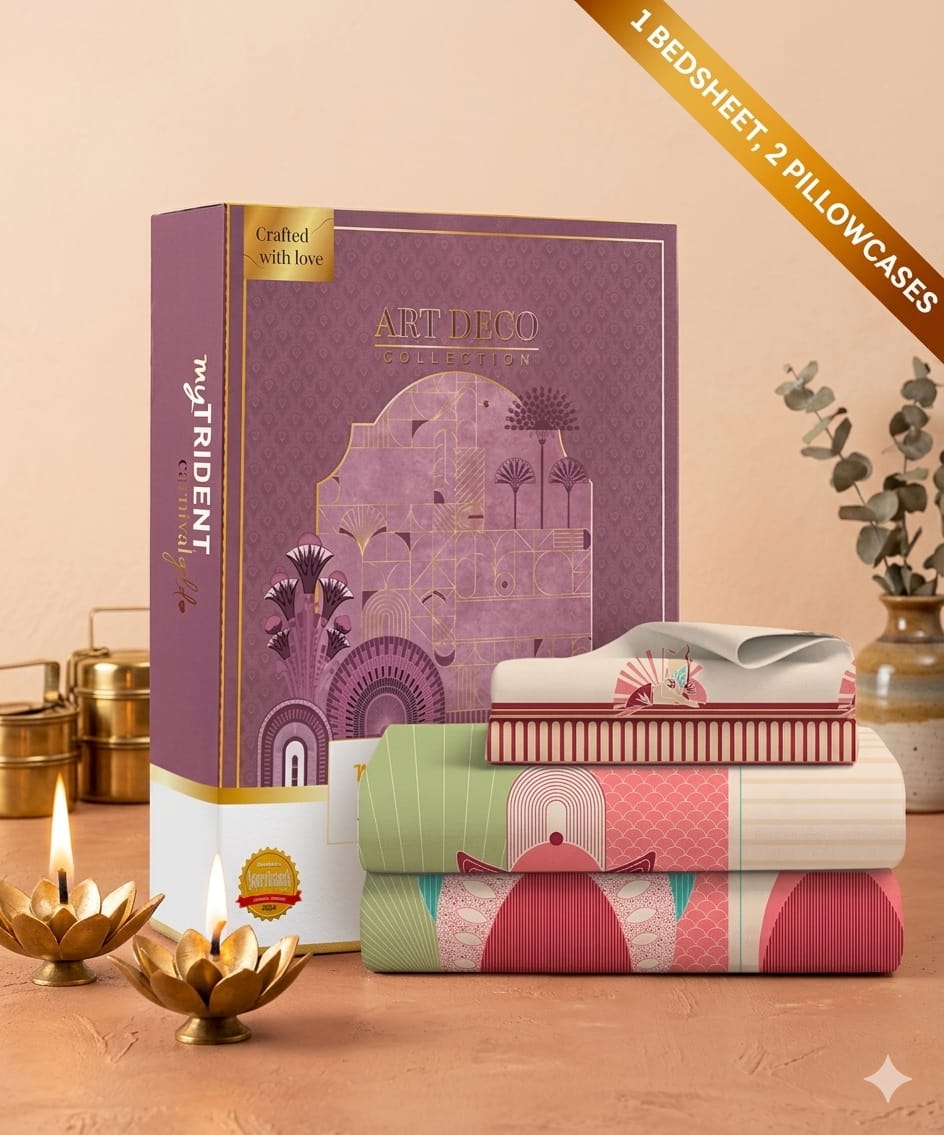 Heritage Arch Premium100% Cotton King Size Bedsheet- Pharaoh Red - Image 4